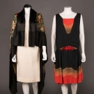 AUTUMNAL PARTY DRESS &amp; LAMÉ SHAWL, AMERICA, 1920-1930s