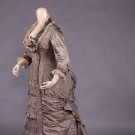 DOVE GREY SILK TAFFETA DINNER GOWN, 1870s