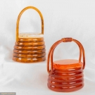 TWO LLEWELLYN BEEHIVE BOX BAGS, NEW YORK, 1951-1957