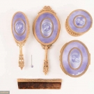 GILT &amp; LAVENDER GUILLOCHE DRESSING SET, FRANCE, 1920s