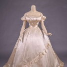 SILK SATIN WEDDING GOWN, c. 1855