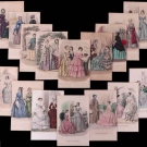 TWENTY ONE LADIES COLOR FASHION PLATES, 1840s