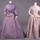 TWO PURPLE SILK GOWNS, 1840s &amp; 1860s