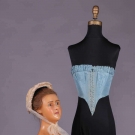SILK CORSELET &amp; WEDDING BONNET, c. 1855