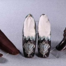 TWO PAIR BOOTS &amp; ONE PAIR EVENING SLIPPERS, PARIS &amp; BOSTON, 1850-1870