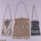 THREE BLACK &amp; WHITE ENAMEL ARMOR MESH PURSES, AMERICA, 1925-1930s
