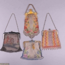FOUR PAINTED MESH PURSES, AMERICA, 1925-1930s