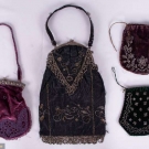 THREE VELVET BEADED POUCH PURSES, 1870-1910
