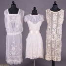 THREE EMBROIDERED NET &amp; LACE TEA GOWNS, MID 1920s