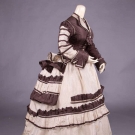 CREAM &amp; COCOA SILK TAFFETA GOWN, c. 1870