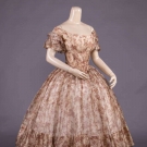 FIGURED SILK GAUZE EVENING GOWN, c. 1850
