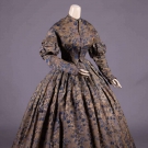 BROCADED CHANGAENTE SILK TAFFETA DAY DRESS, c. 1858
