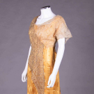 ASYMMETRICAL CHIFFON STRIPE &amp; LACE PANEL EVENING GOWN, CLEVELAND, c. 1912
