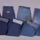 FOUR PAIR BLUE JEANS OR DUNGAREES, AMERICA, 1950s