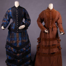 TWO SILK DAY DRESSES, EARLY 1870s