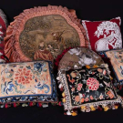 EIGHT BEADED OR EMBROIDERED DECORATIVE PILLOWS, 1840S-MID 20TH C