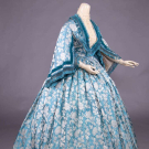TWO PIECE PATTERNED SILK GOWN, c. 1860