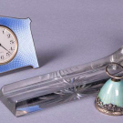 THREE GUILLOCHE ENAMEL DESK ACCESSORIES, ENGLAND, 1900-1930