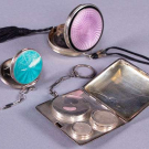 THREE ENAMELED COMPACTS, ENGLAND, 1930s