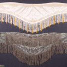 TWO SHAPED &amp; EMBROIDERED TAFFETA SHAWLS, 1850 &amp; 1865-1870