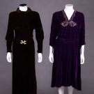 TWO VELVET DRESSES, NEW YORK, 1930s