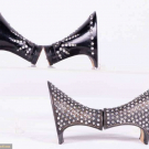 TWO PAIR BLACK JEWELED SHOE HEELS, 1920s