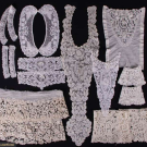 GENEROUS LOT BRUSSELS MIXED LACE DRESS ELEMENTS, LATE 19TH C
