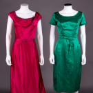 TWO SATIN COCKTAIL DRESSES, AMERICA, 1950s-1960s