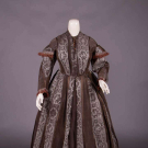 RIBBON STRIPED SILK DAY DRESS, 1860s