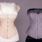 TWO COTTON SATEEN CORSETS, LATE 1880-EARLY 1890s