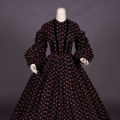 PRINTED WOOL DAY DRESS, LATE 1840s