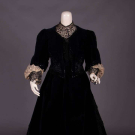 FRENCH BLACK SILK VELVET DINNER DRESS, EARLY 20TH C