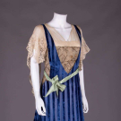 STRIPED CHIFFON VELVET EVENING DRESS, c. 1912