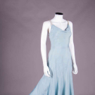 BIAS CUT BLUE EVENING GOWN, 1930s