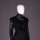 BLACK SILK TRICOT DAY DRESS, c. 1900