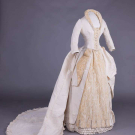 BROCADED VELVET &amp; SILK FAILLE WEDDING GOWN, c. 1883