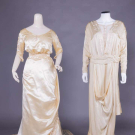 TWO CREAM SILK DRESSES, 1910s