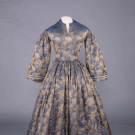 PATTERNED SILK DAY DRESS, c. 1840s
