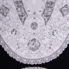 TWO LARGE FILLET &amp; EMBROIDERED CUTWORK TABLE COVERINGS, EARLY 20TH C
