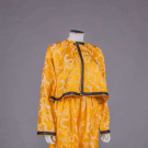 MARIGOLD PATTERNED SILK LOUNGING ENSEMBLE, OTTOMAN