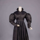 BLACK SILK MOURNING DRESS, c. 1830