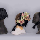 THREE STRAW OR SILK BONNETS, 1870-1880s