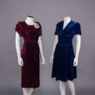 TWO VELVET PARTY DRESSES, LATE 1930s