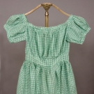CHILD'S GREEN &amp; WHITE GINGHAM DRESS, c. 1860