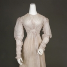 PIN STRIPED COTTON DAY DRESS, 1820s