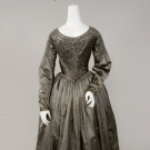 PEWTER GREY SILK SATIN DRESS, 1840s