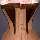 TWO-TONE BROWN SPOON BUSK CORSET, 1875-1900