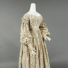 PRINTED COTTON DAY DRESS, c. 1838