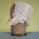 LADY'S EMBROIDERED MUSLIN CAP, 1800-1850