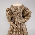 WOVEN STRIPE &amp; FLORAL PRINTED DRESS, 1825-1830